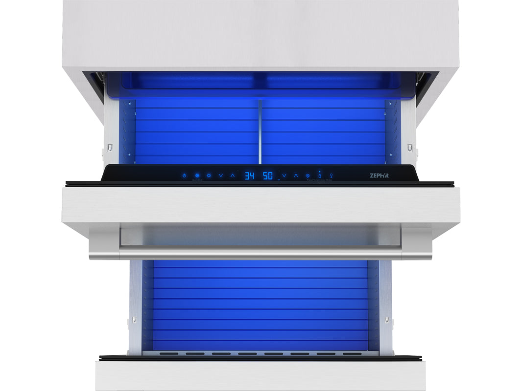 24" ZEPHYR Outdoor Dual Zone Refrigerator Drawers-PRRD24C2AS-OD